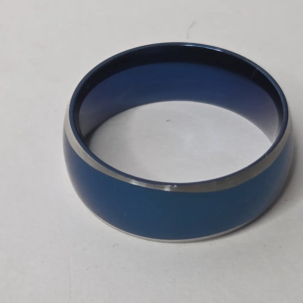 mens cobalt blue silver tungston wedding band seek smooth anniversary size 9